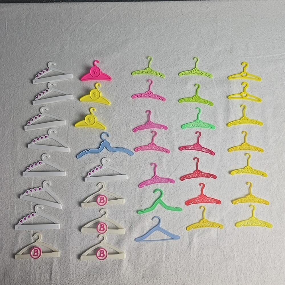Barbie Hangers Lot of 37 Vintage Snap Filigree‎ Clip Mod